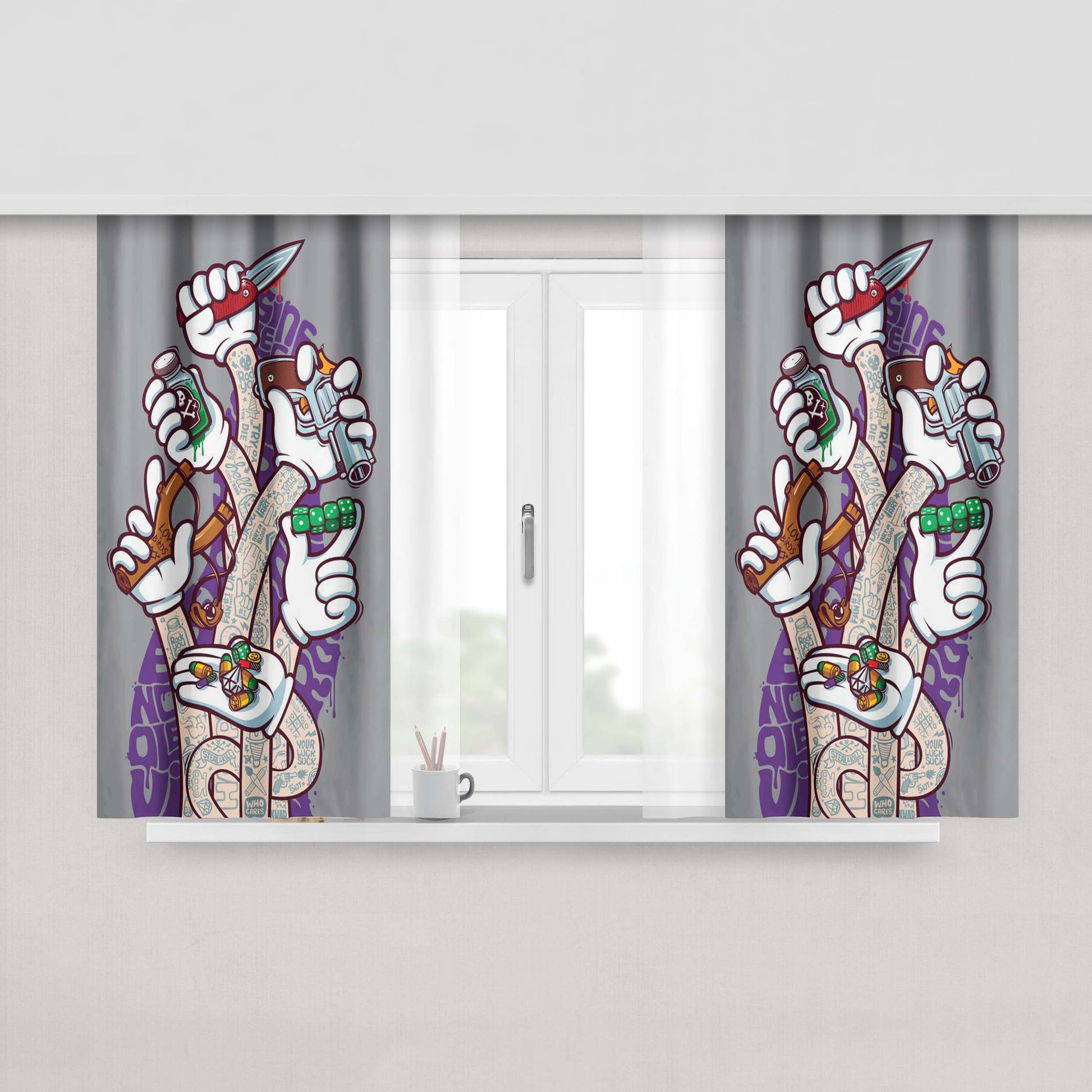 Hand Visitol Art Cash Fabric Window Curtains