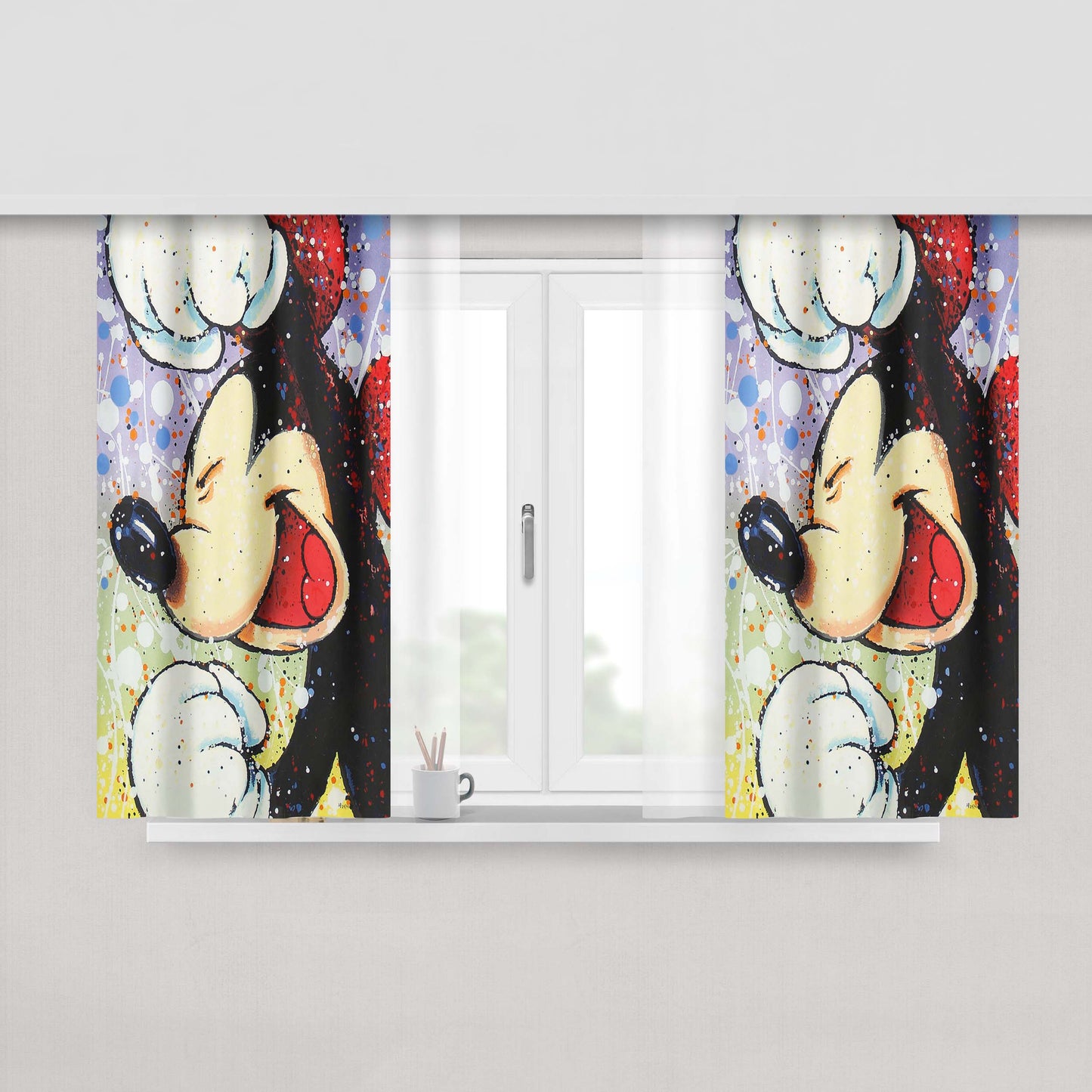 Happily Ever Laughter Mickey Fabric Window Curtains