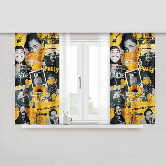 Happiness Post Malone Collages Fabric Window Curtains