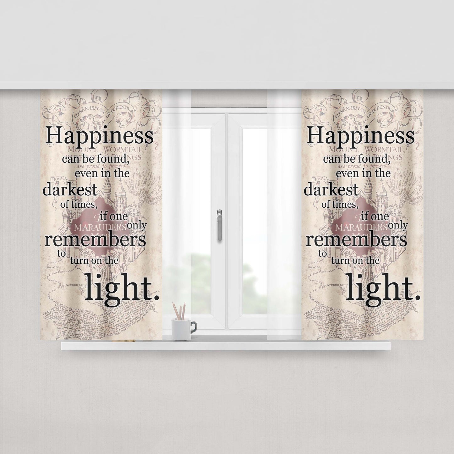Happiness Quote Harry Potter Fabric Window Curtains