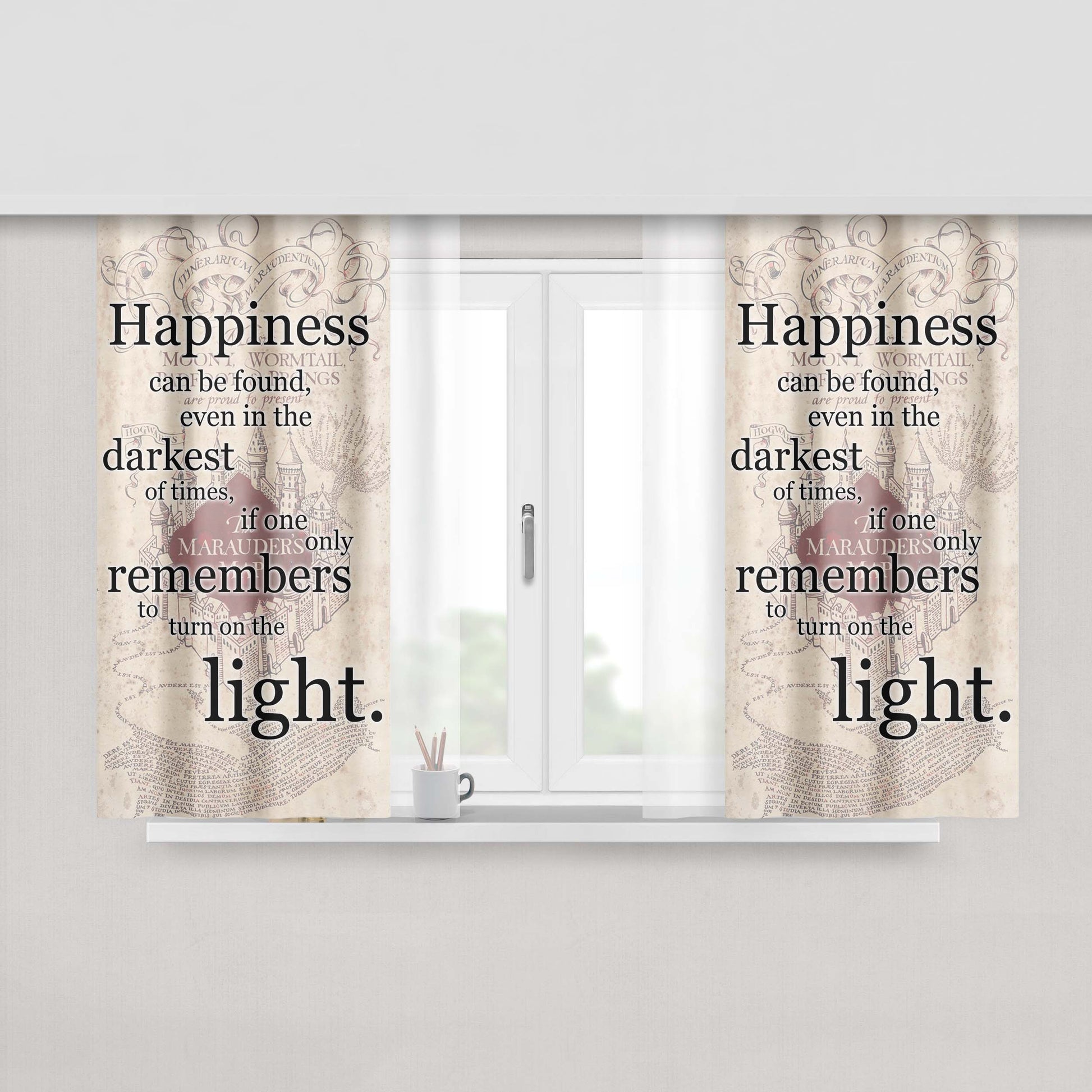 Happiness Quote Harry Potter Fabric Window Curtains