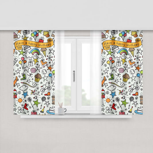 Happy Birthday Fabric Window Curtains