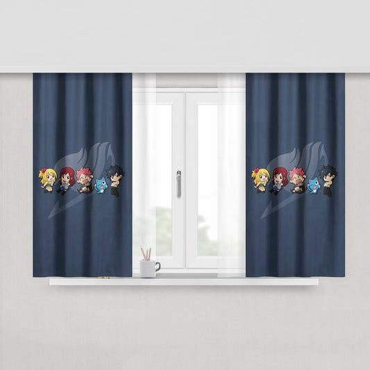 Happy Fairy Tail Chibi Fabric Window Curtains
