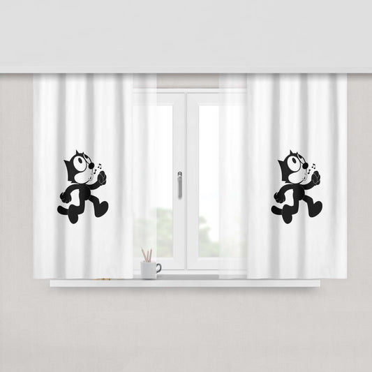Happy Felix The Cat Fabric Window Curtains