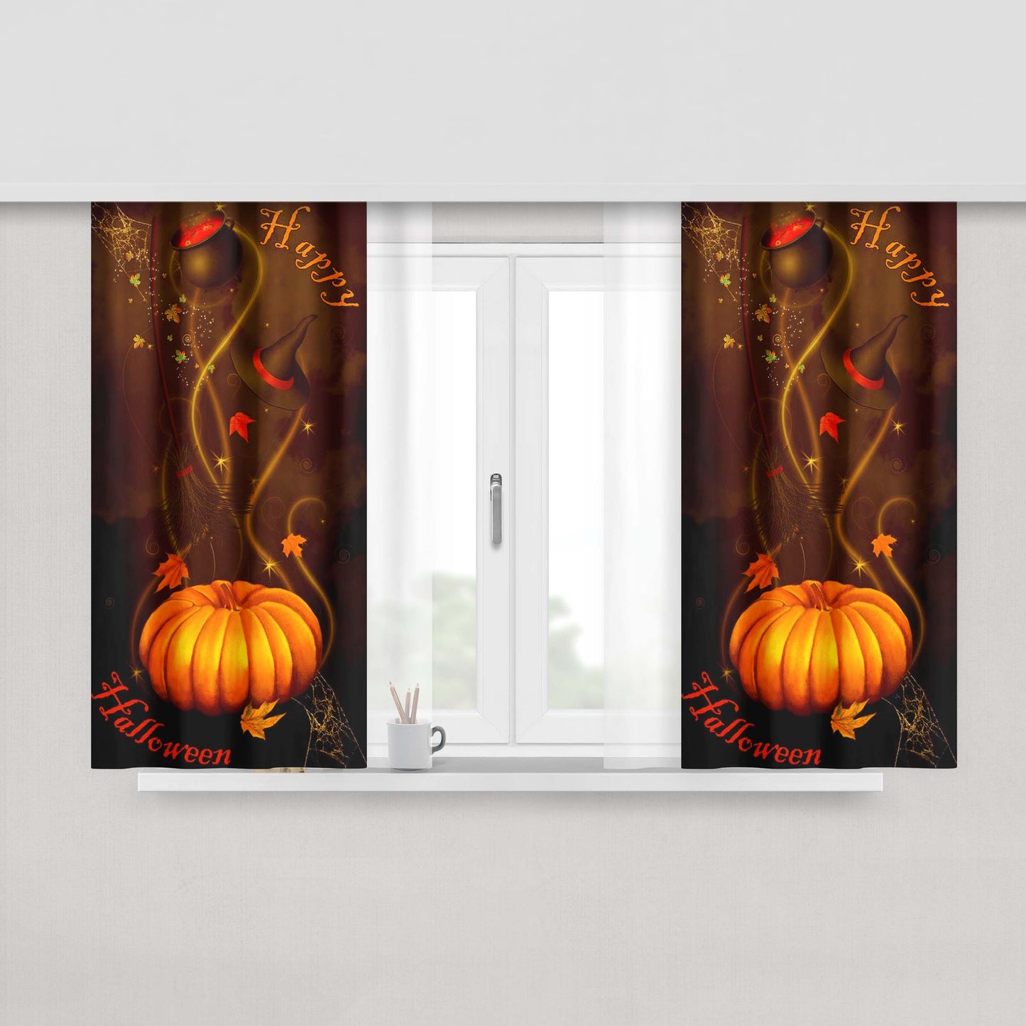 Happy Halloween Fabric Window Curtains