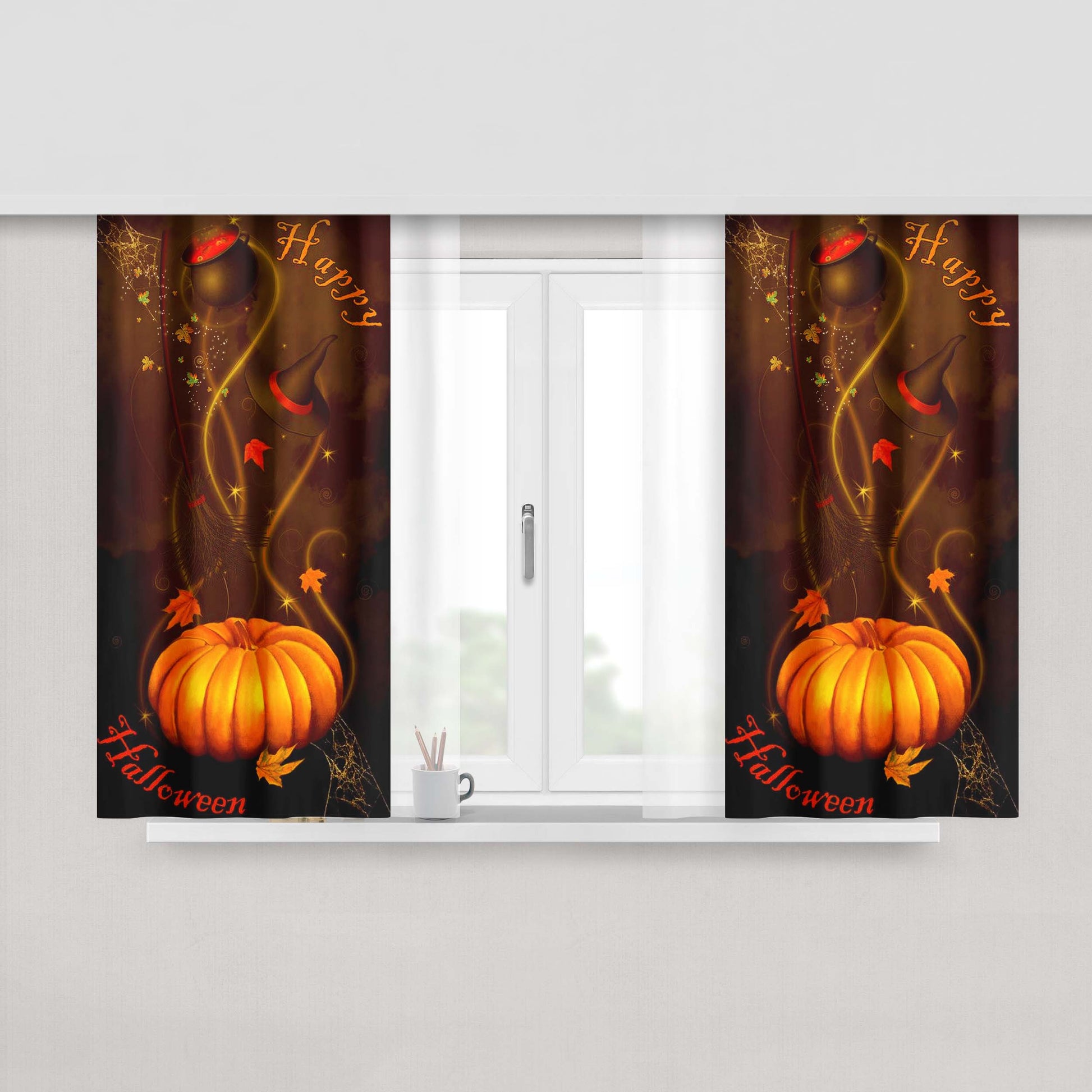 Happy Halloween Fabric Window Curtains