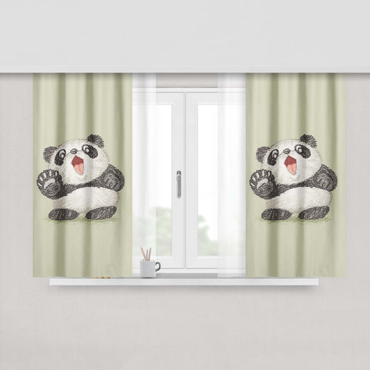 Happy Panda Fabric Window Curtains