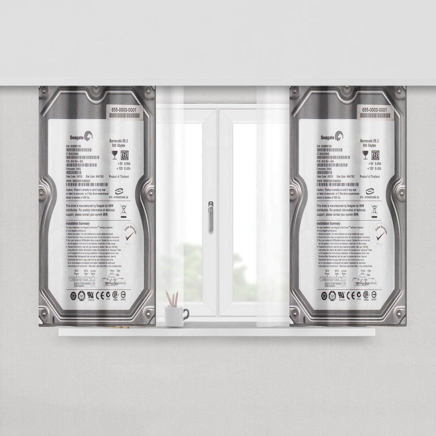 Hard Drive Peach Skin Window Curtains