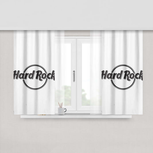 Hard Rock Logo White Fabric Window Curtains