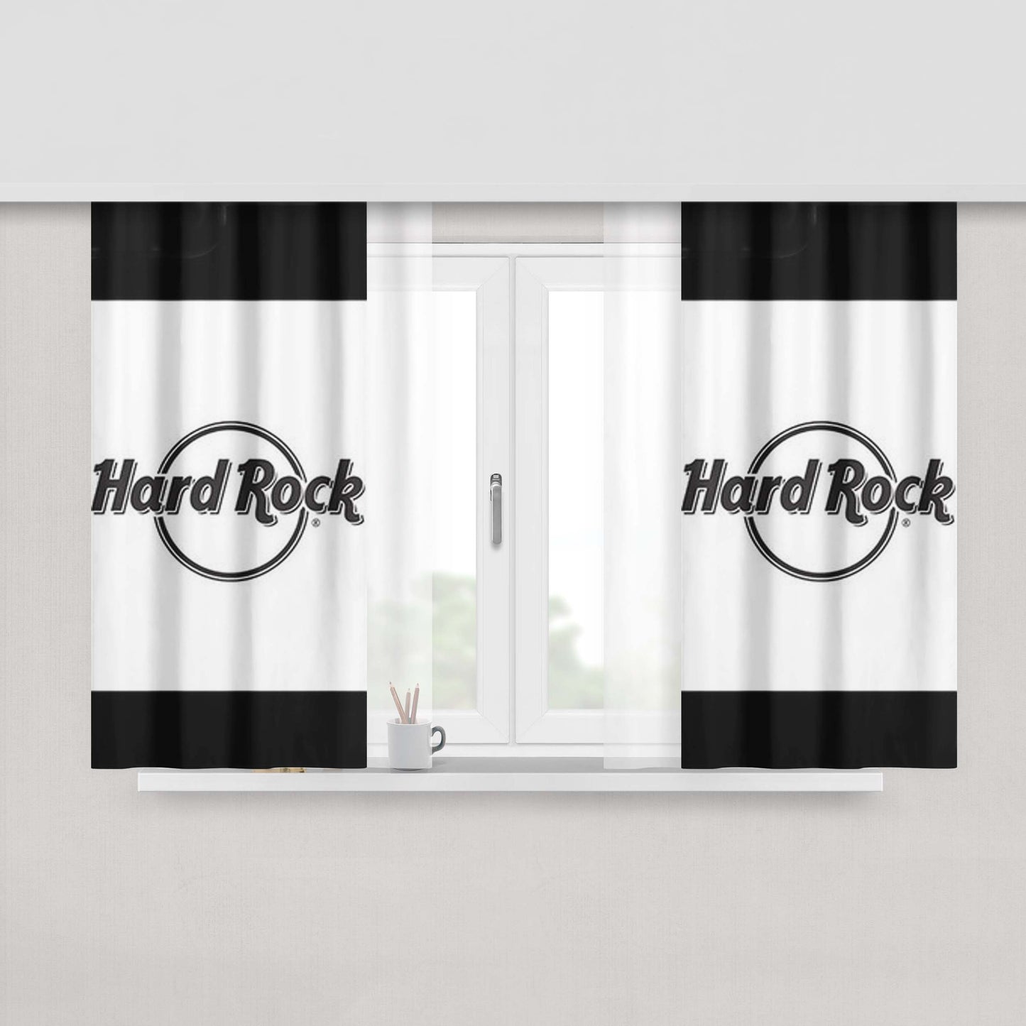 Hard Rock Simple Black And White Fabric Window Curtains