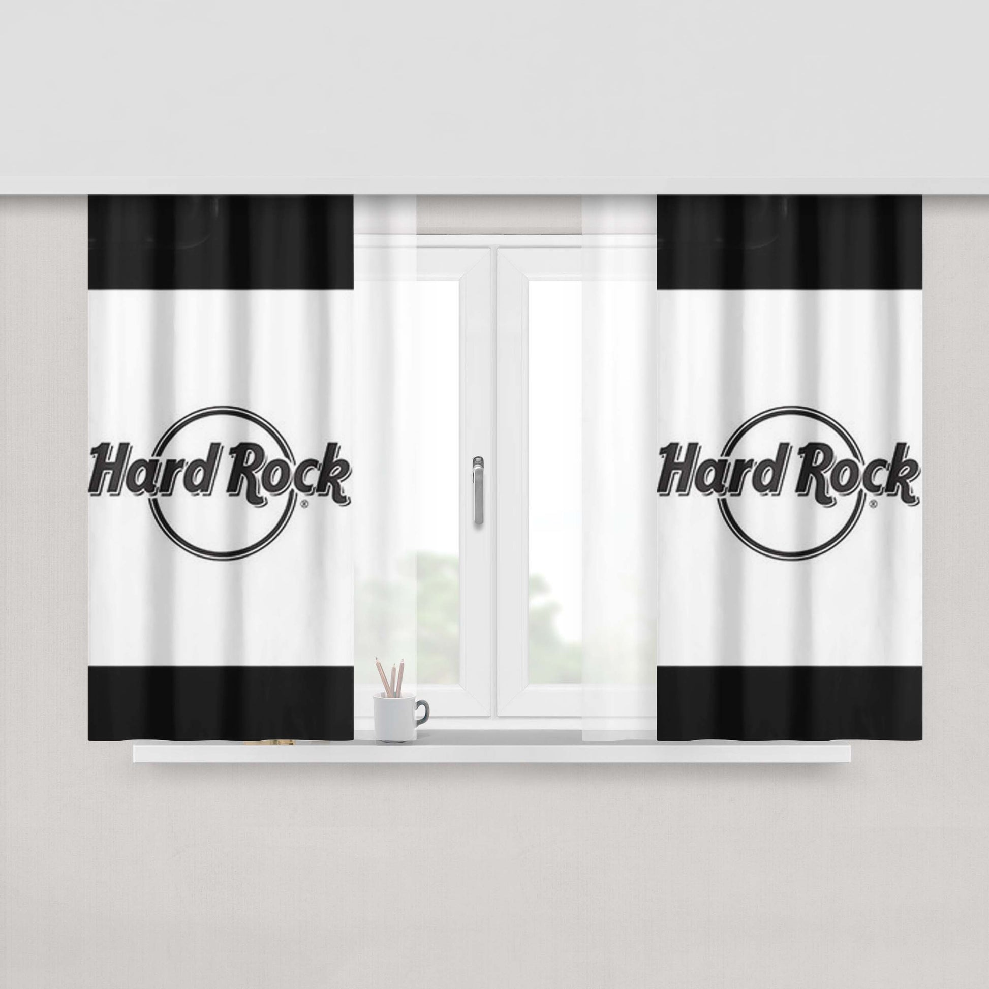 Hard Rock Simple Black And White Fabric Window Curtains