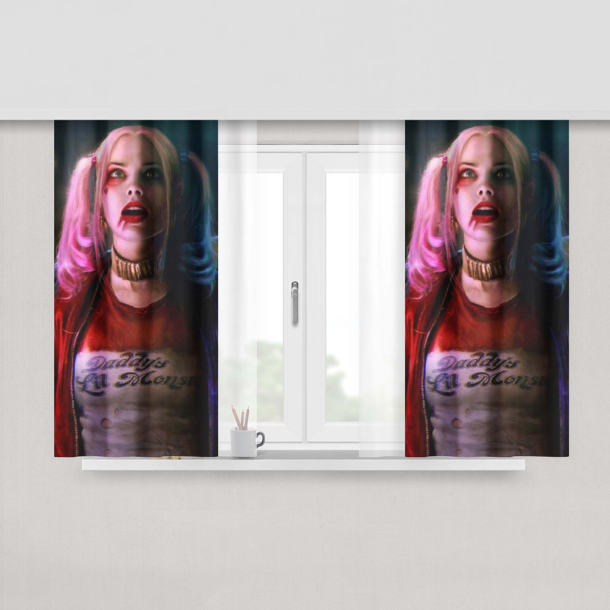 Harley Queen Daddy Lil Monster Fabric Window Curtains