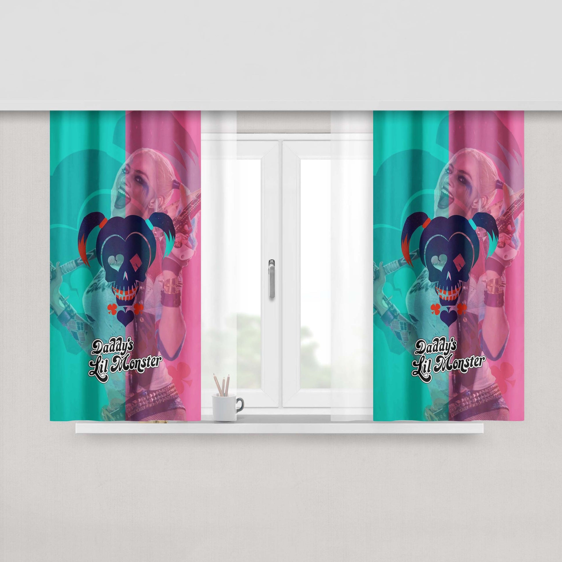 Harley Queen Hero Fabric Window Curtains