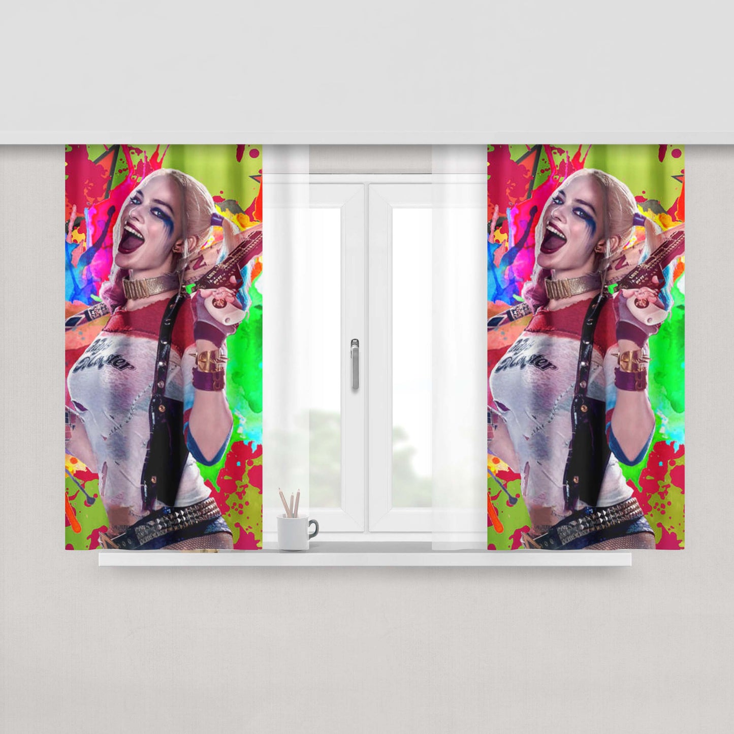 Harley Queen Pop Art Suicide Squad Fabric Window Curtains