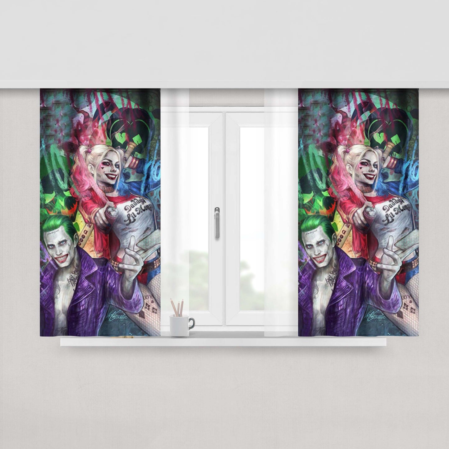 Harley Quinn And The Joker Fabric Window Curtains