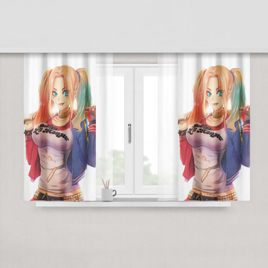 Harley Quinn Anime Artwork Fabric Window Curtains