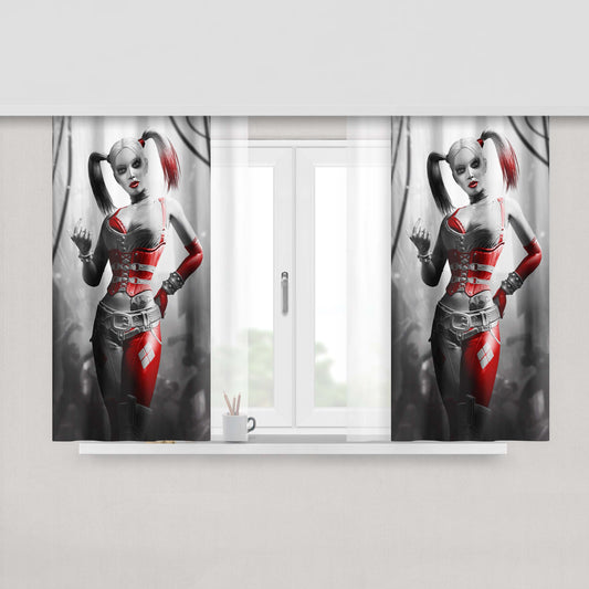 Harley Quinn Batman Arkham City Fabric Window Curtains