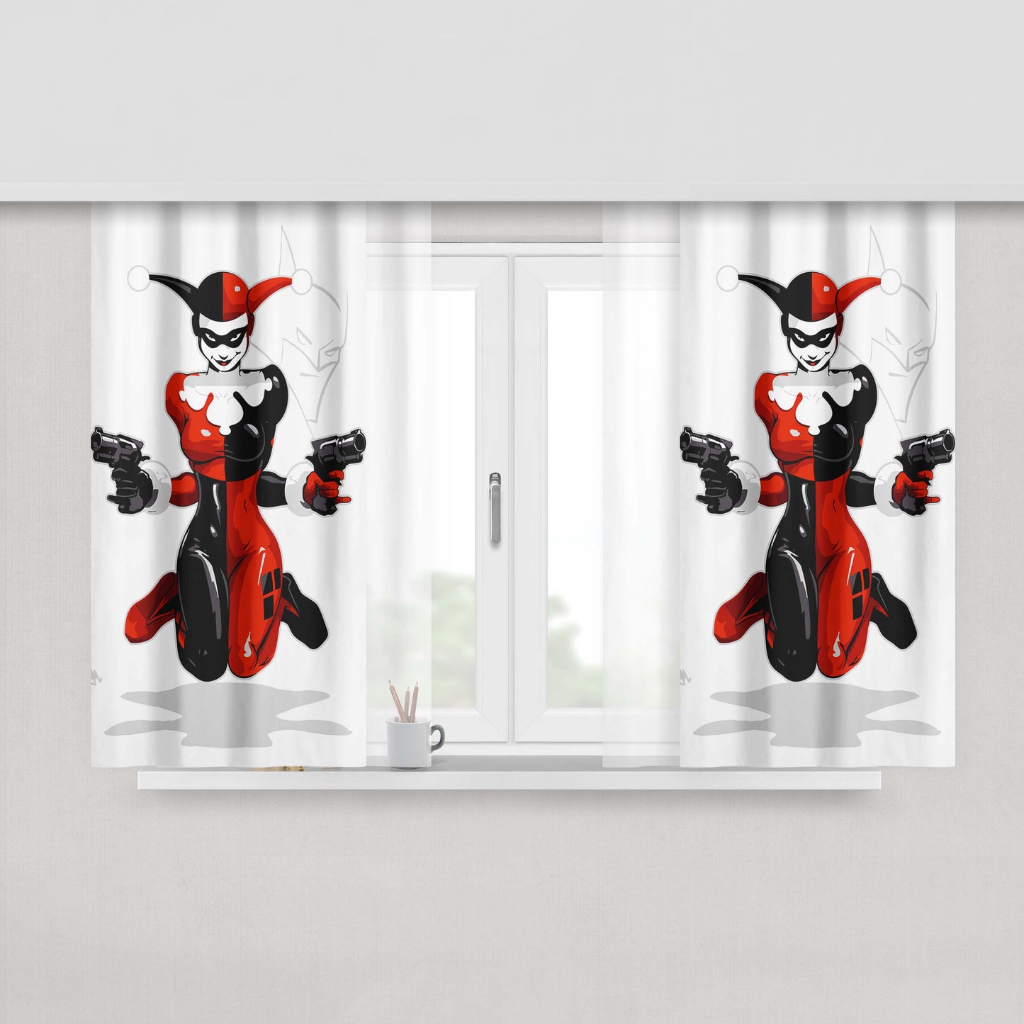 Harley Quinn Batman Villain Comic Fabric Window Curtains