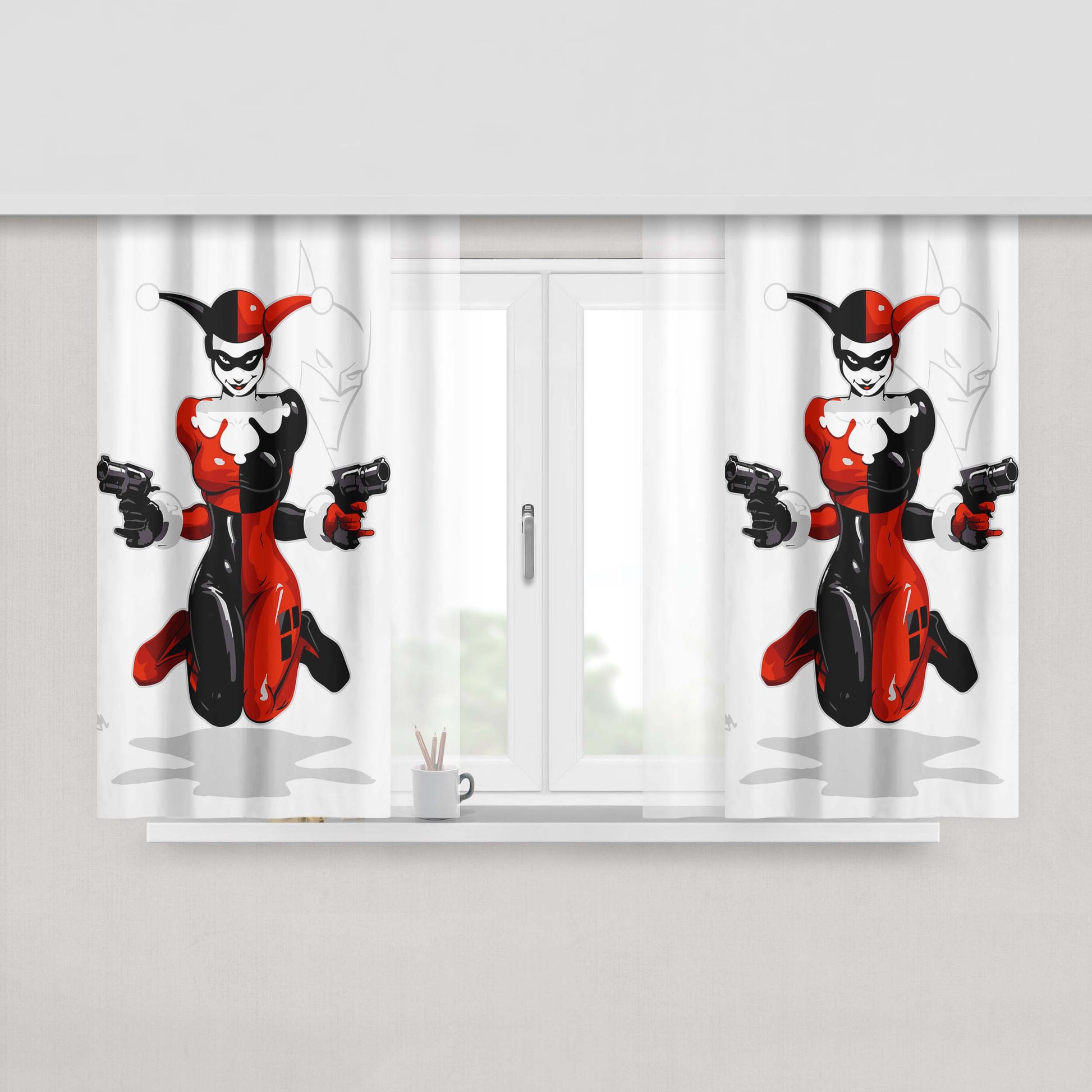 Harley Quinn Batman Villain Comic Fabric Window Curtains
