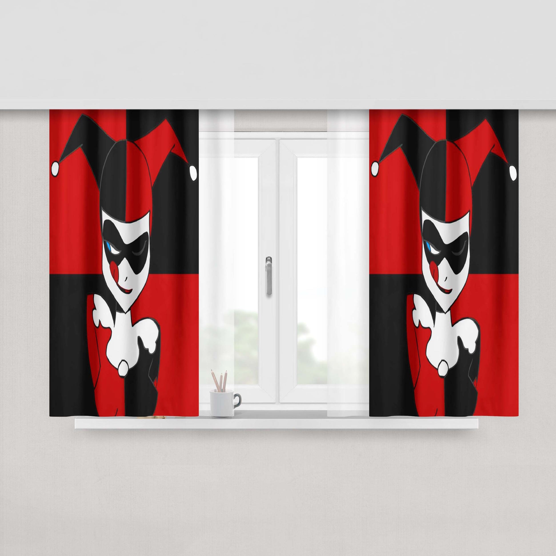 Harley Quinn Batman Villain Fabric Window Curtains
