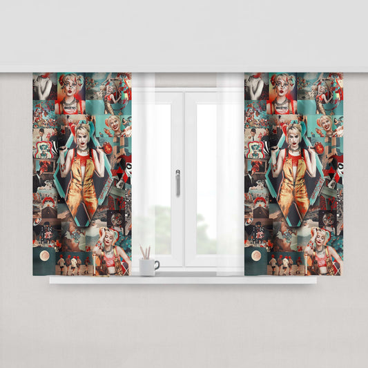Harley Quinn Birds Of Prey Collage Fabric Window Curtains