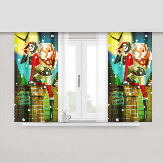Harley Quinn Christmas Fabric Window Curtains