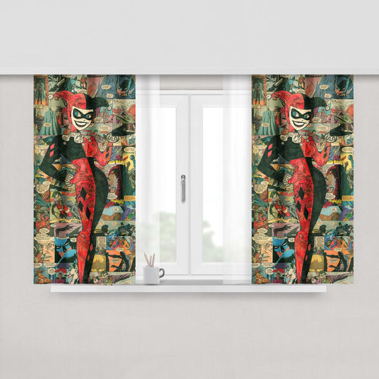 Harley Quinn Comic Collage Fabric Window Curtains