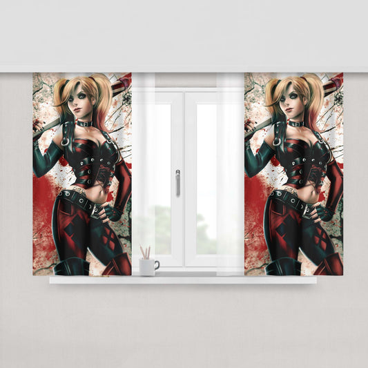 Harley Quinn Illustrator Fabric Window Curtains