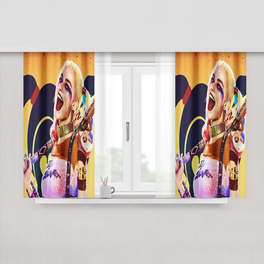 Harley Quinn In Suicide Squad Fabric Window Curtains