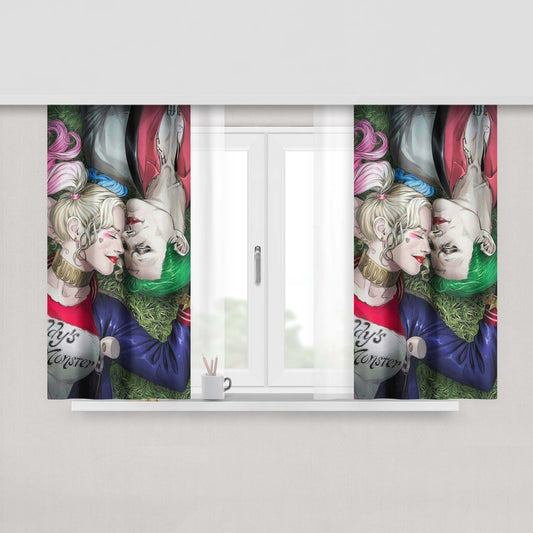 Harley Quinn Joker Couple Fabric Window Curtains