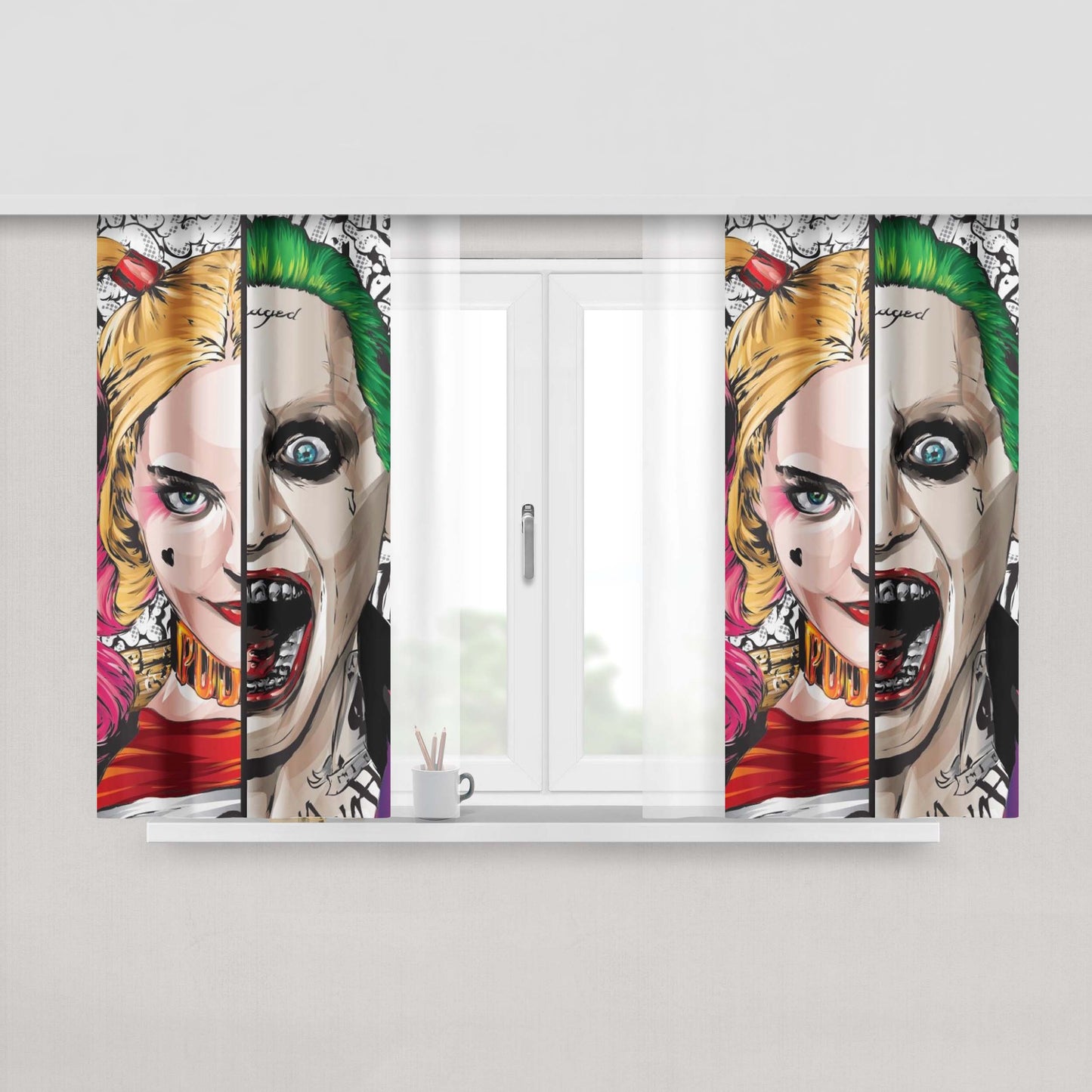 Harley Quinn Joker Joke Fabric Window Curtains