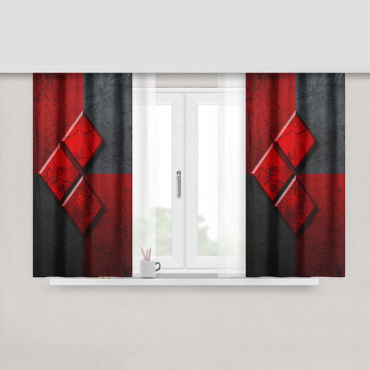 Harley Quinn Red Diamonds Logo Wallpaper Fabric Window Curtains
