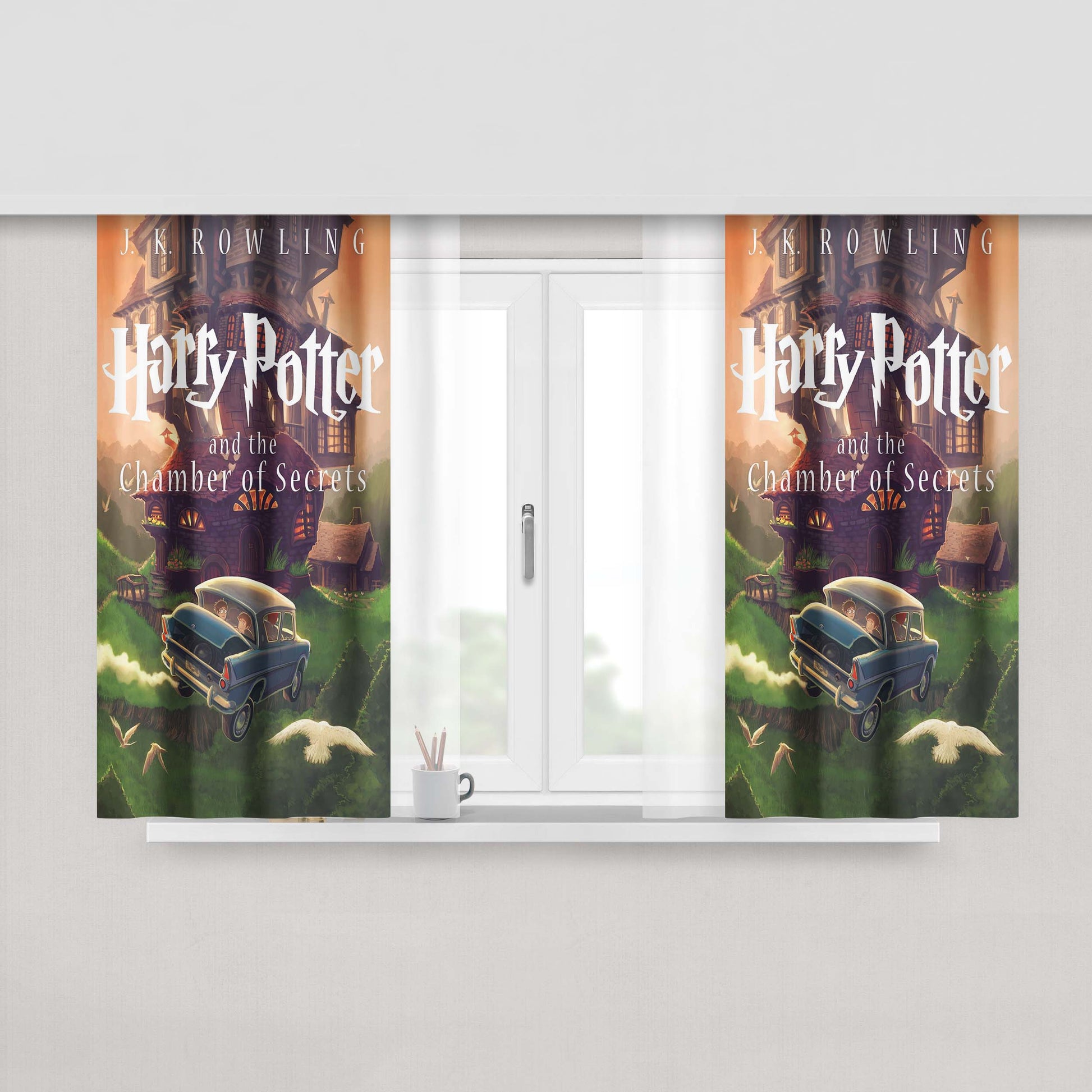 Harry Potter And The Chamber Of Secrets Book Cover New Fabric Window Curtains