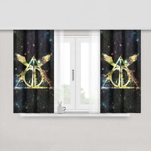 Harry Potter And The Deathly Hallows Symbol Wallpaper Fabric Window Curtains