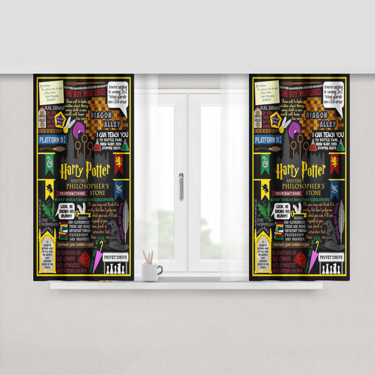 Harry Potter Collage Quote Fabric Window Curtains