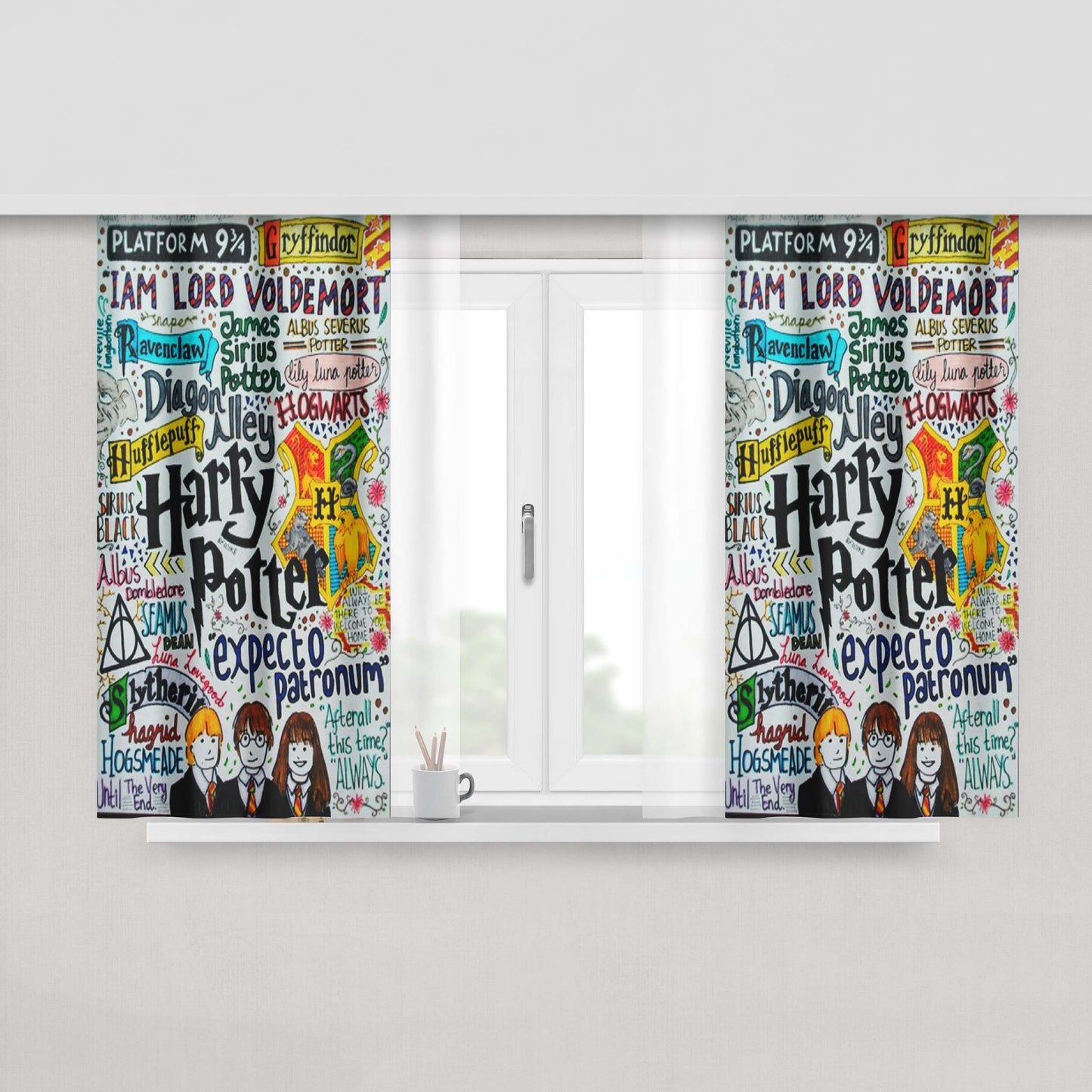 Harry Potter Collage Fabric Window Curtains