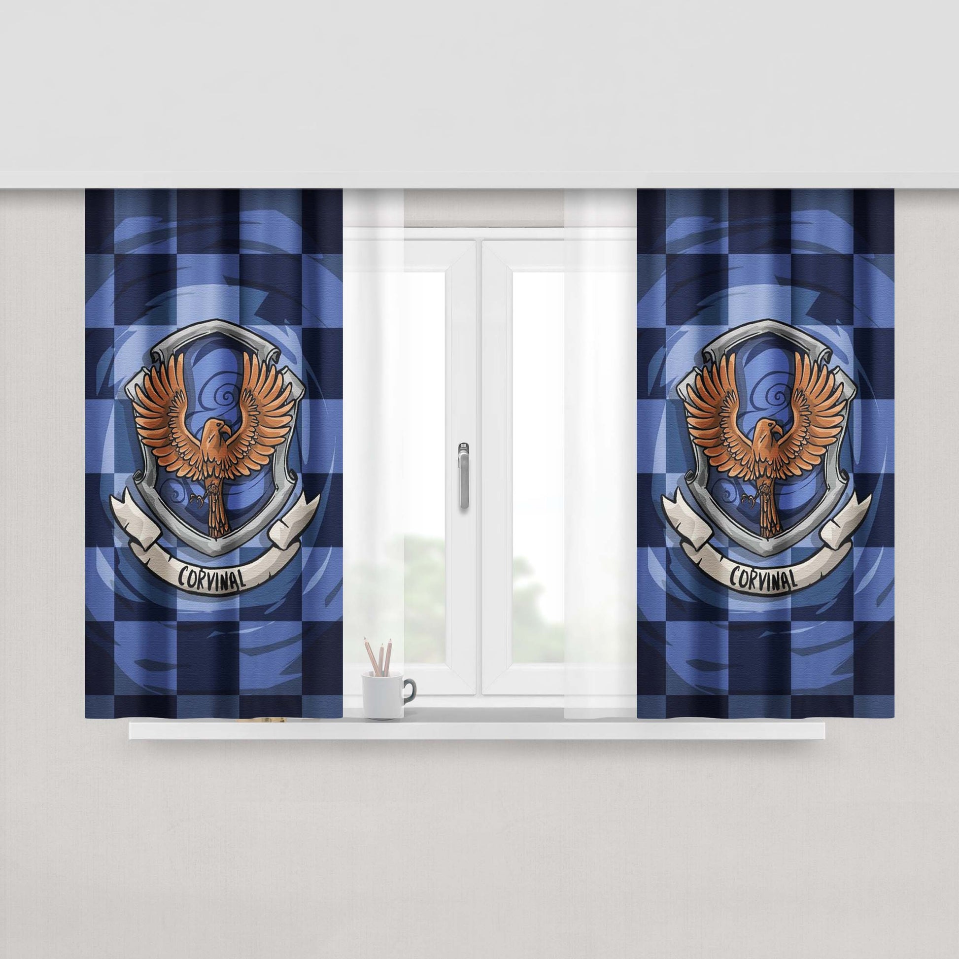 Harry Potter Corvinal Ravenclaw Fabric Window Curtains