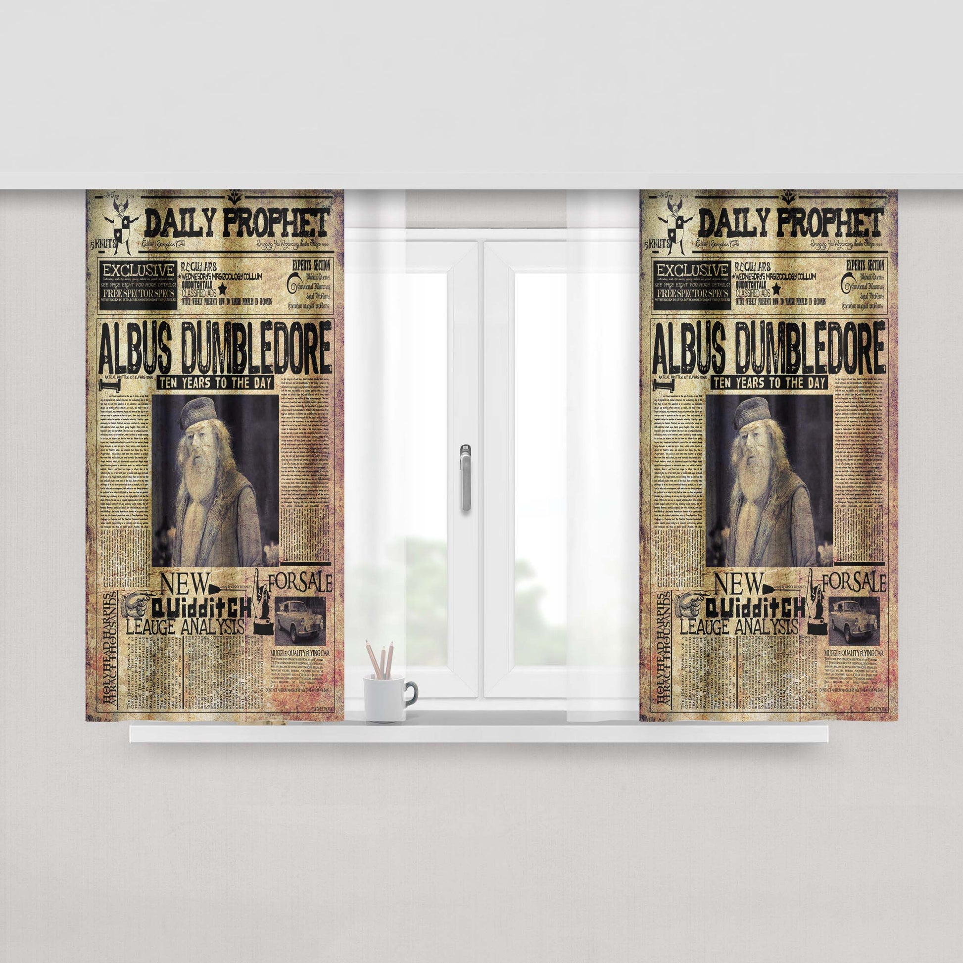 Harry Potter Daily Prophet Fabric Window Curtains