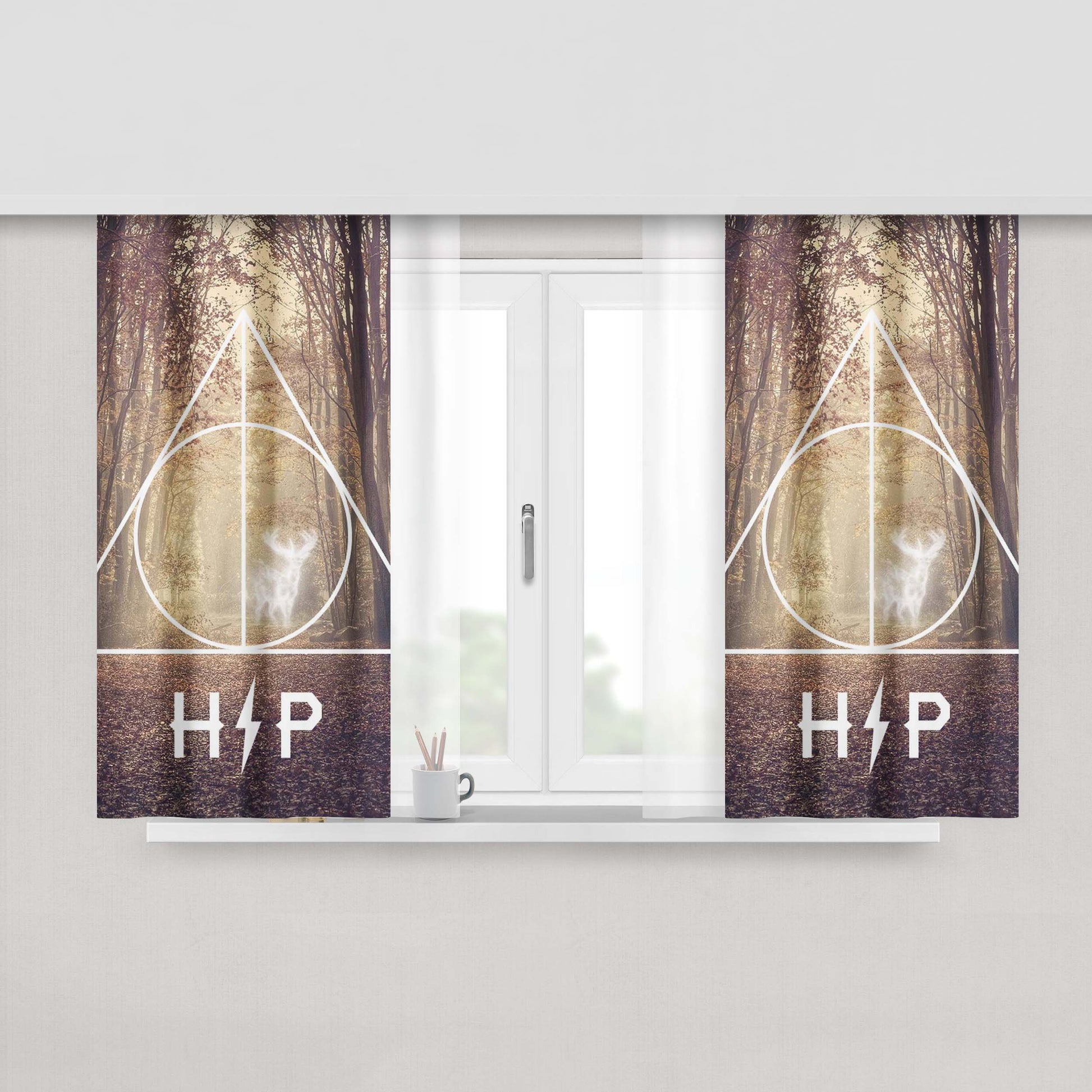 Harry Potter Deathly Hallows Deer Forest Fabric Window Curtains
