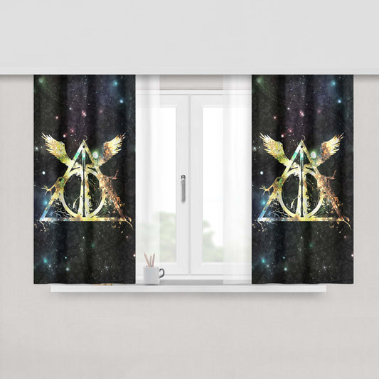 Harry Potter Deathly Hallows Symbol Fabric Window Curtains