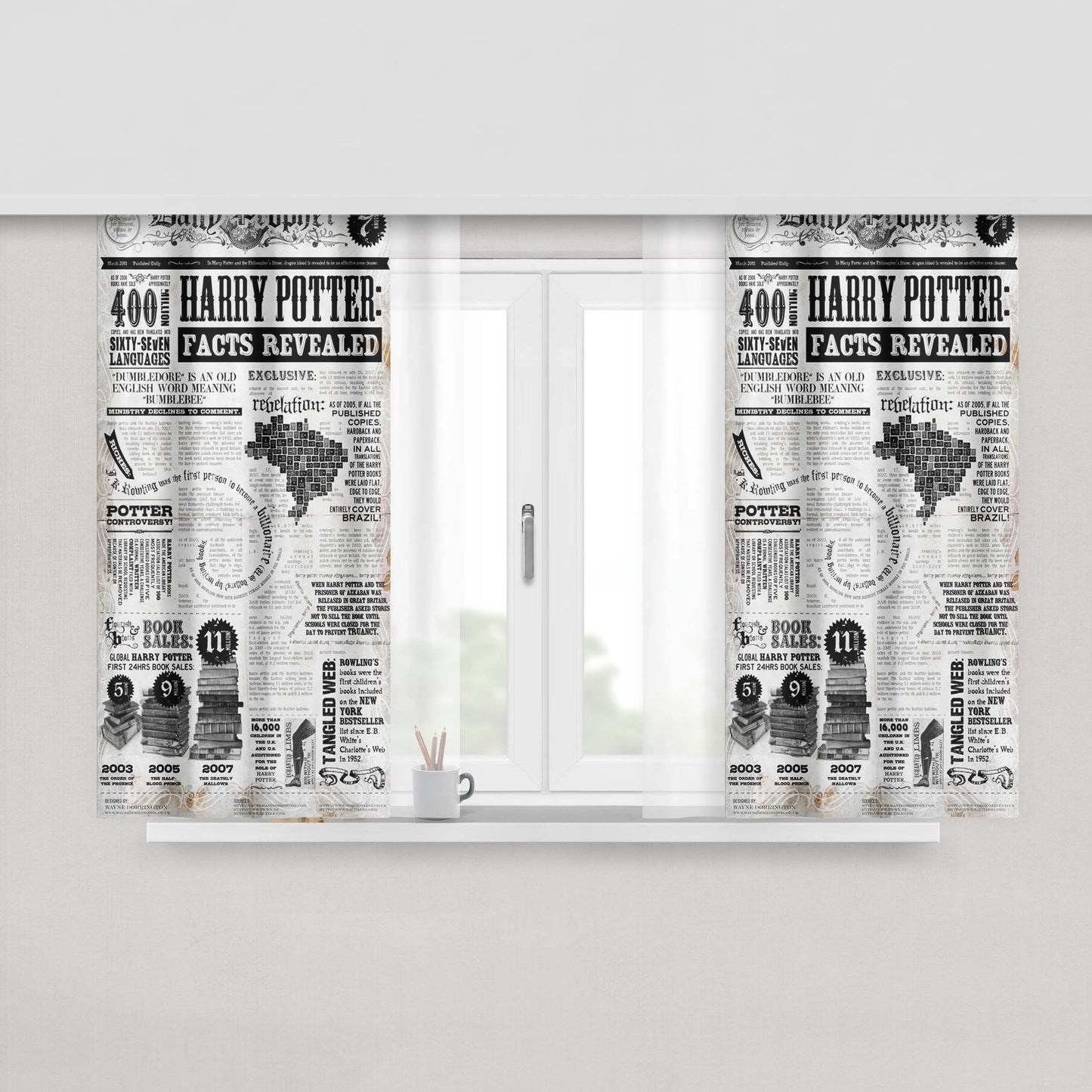 Harry Potter Facts Revealed Fabric Window Curtains