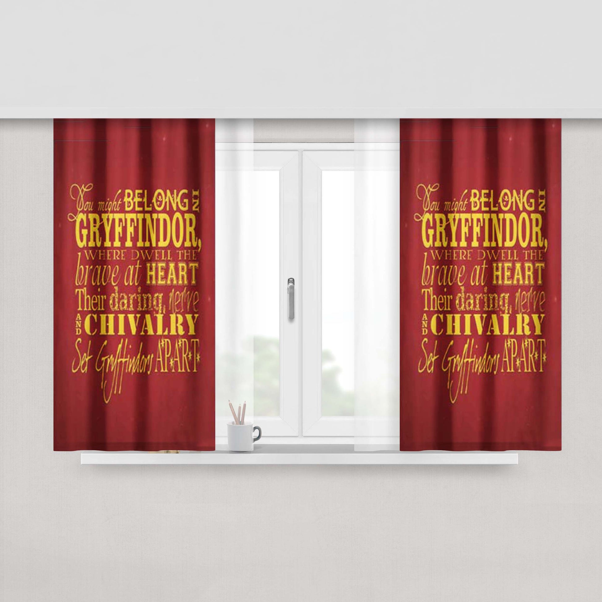Harry Potter Gryffindor Quote Fabric Window Curtains