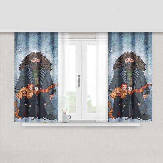 Harry Potter Hagrid Hermione And Ron Cute Fanart Fabric Window Curtains
