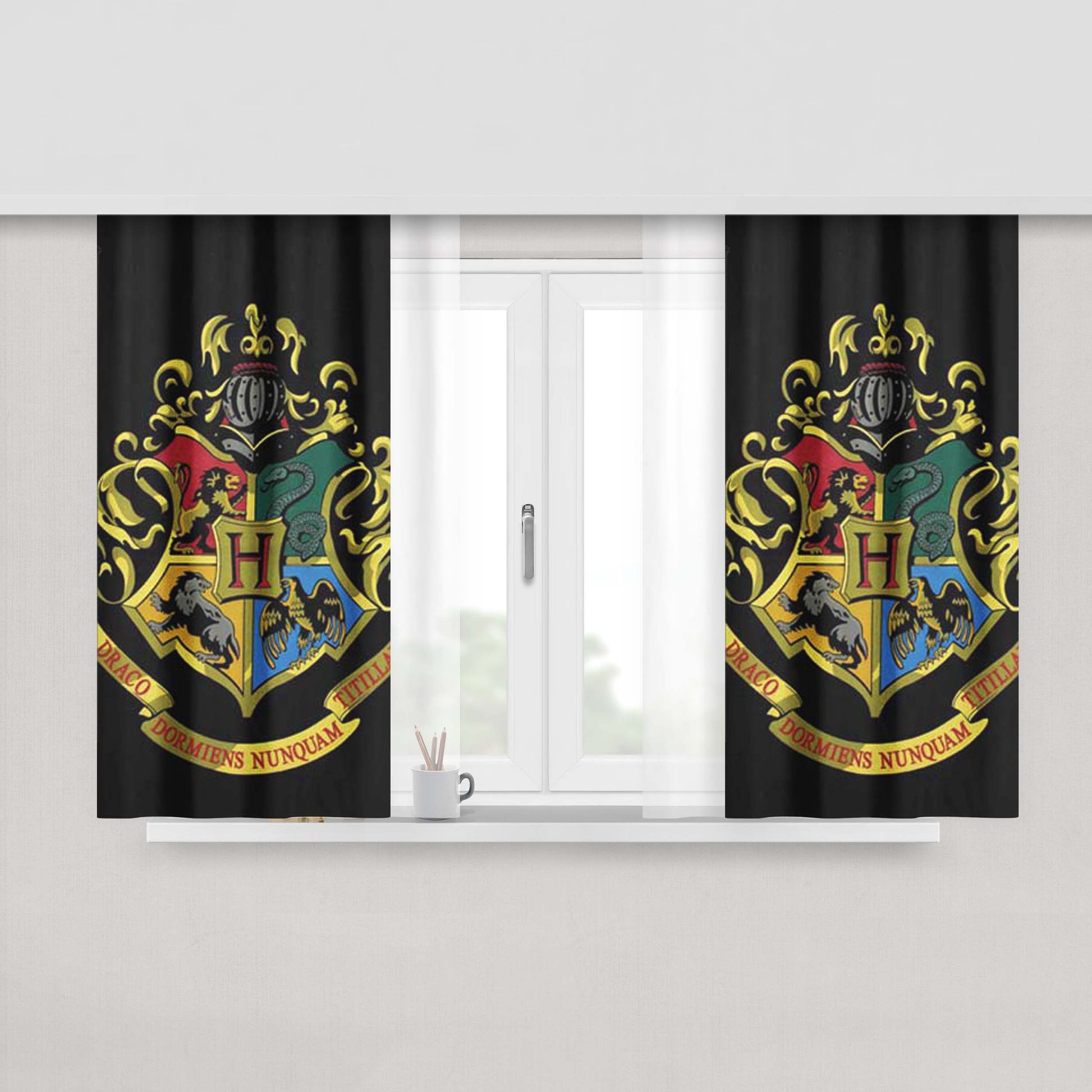 Harry Potter Hogwarts Crest Cartoon Fabric Window Curtains
