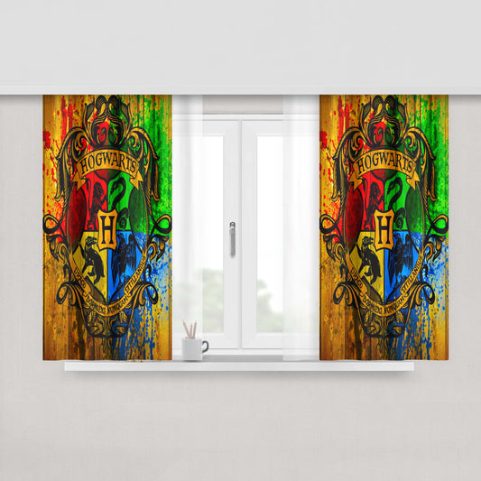 Harry Potter Hogwarts Logo Fabric Window Curtains