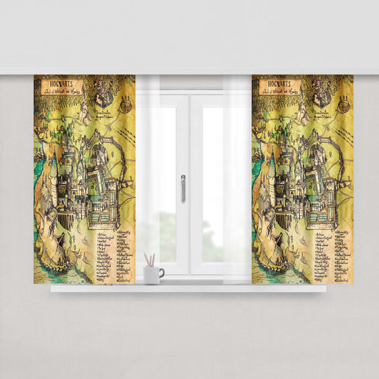 Harry Potter Hogwarts Map Fabric Window Curtains