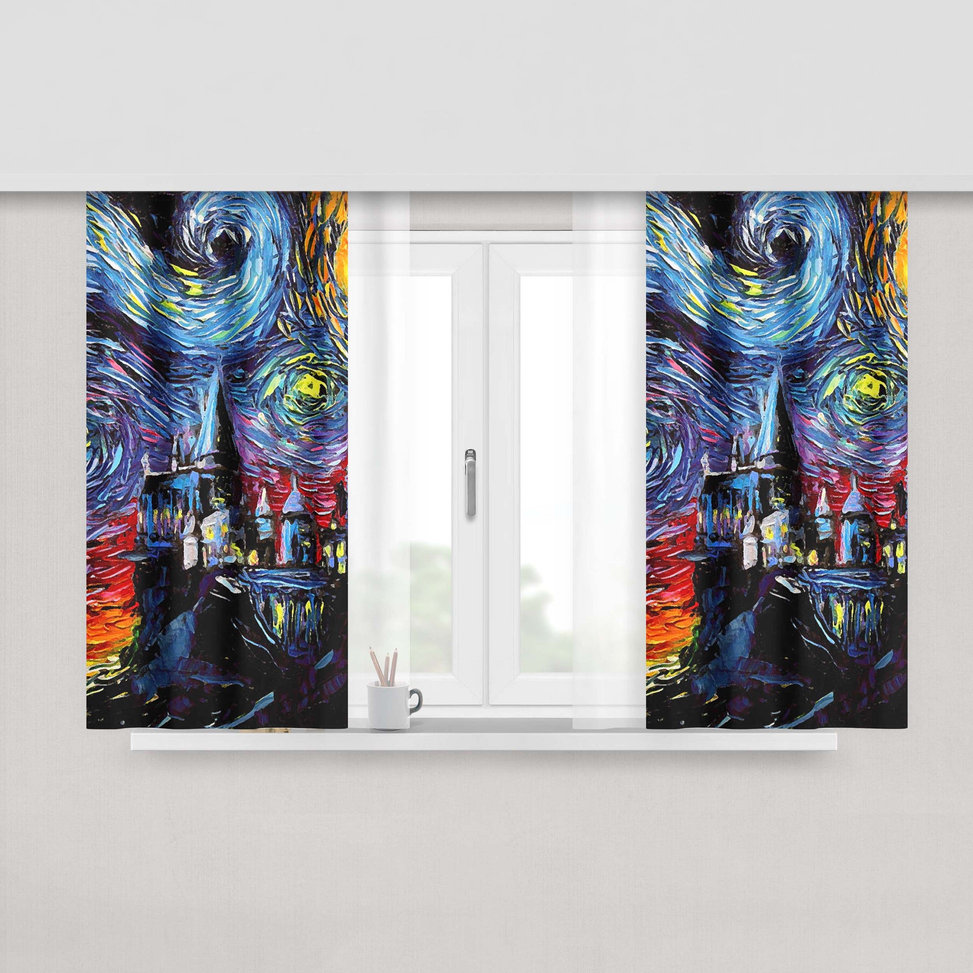 Harry Potter Hogwarts Starry Night Fabric Window Curtains