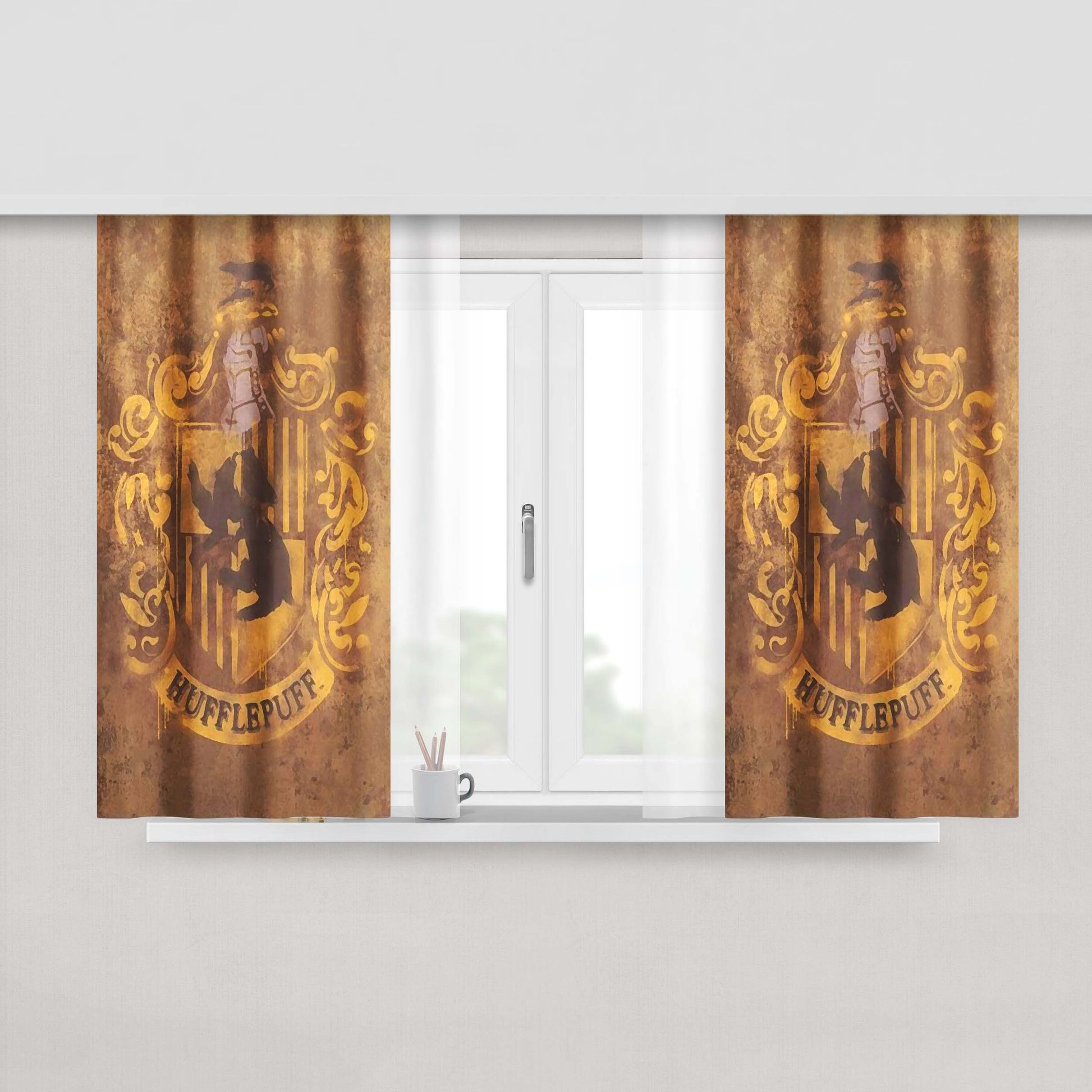 Harry Potter Hufflepuff Paint Fabric Window Curtains