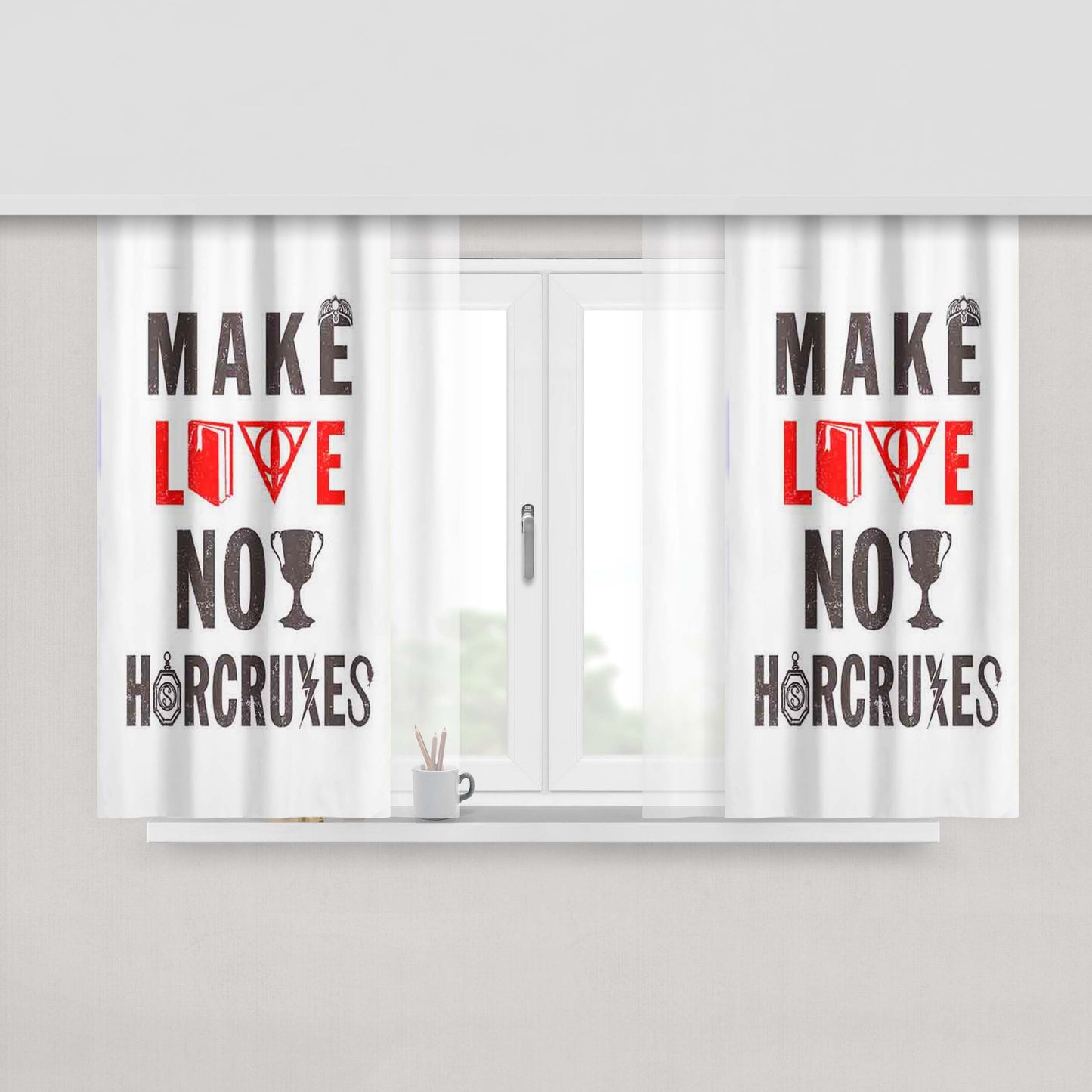 Harry Potter Make Love Not Horcuxes Fabric Window Curtains