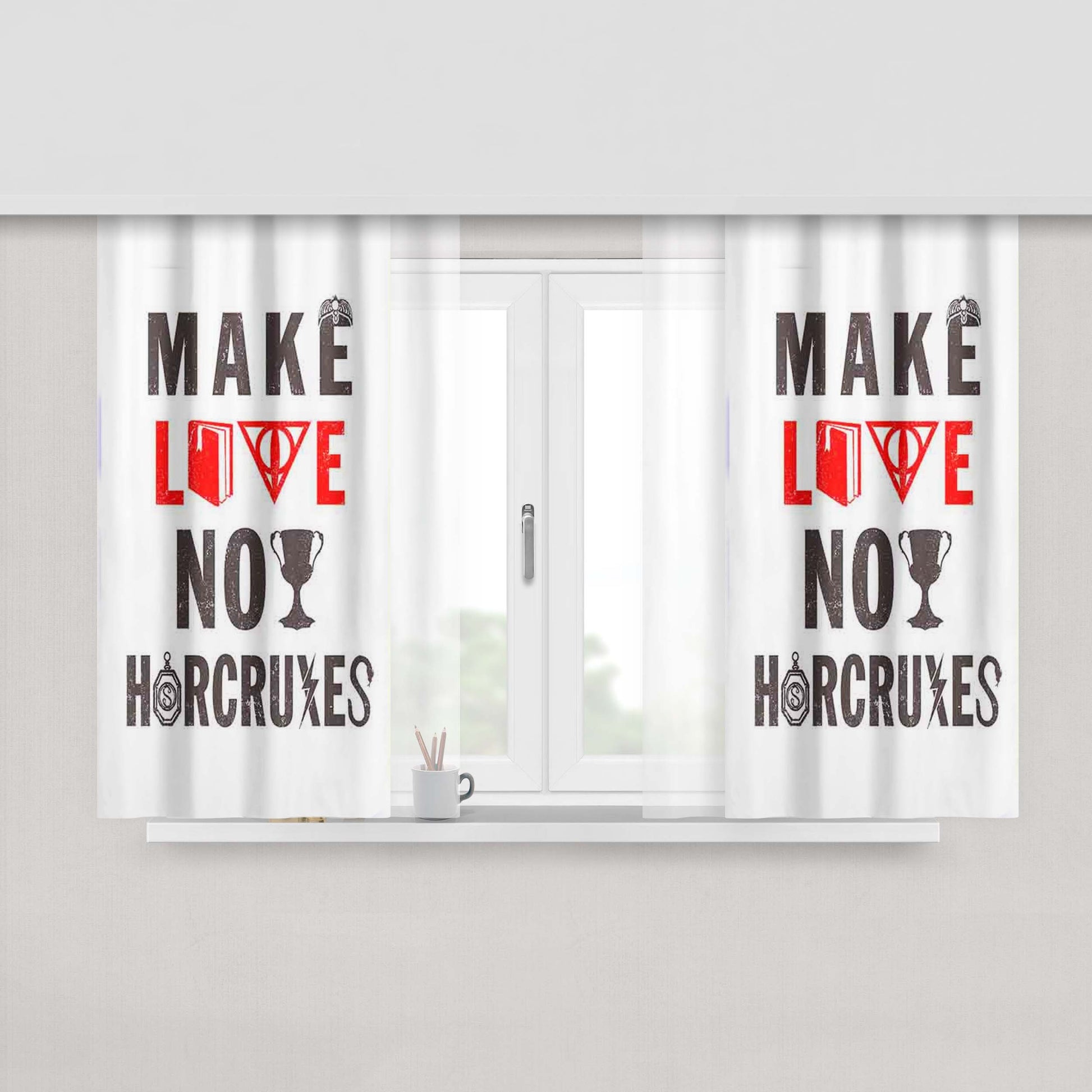 Harry Potter Make Love Not Horcuxes Fabric Window Curtains
